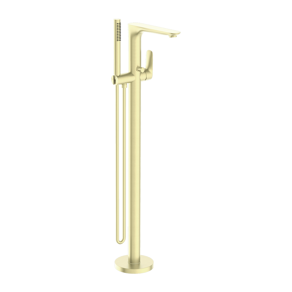 Nero Mixer Taps BIANCA FREESTANDING BATH MIXER WITH HAND SHOWER BRUSHED GOLD (NR321503aBG)