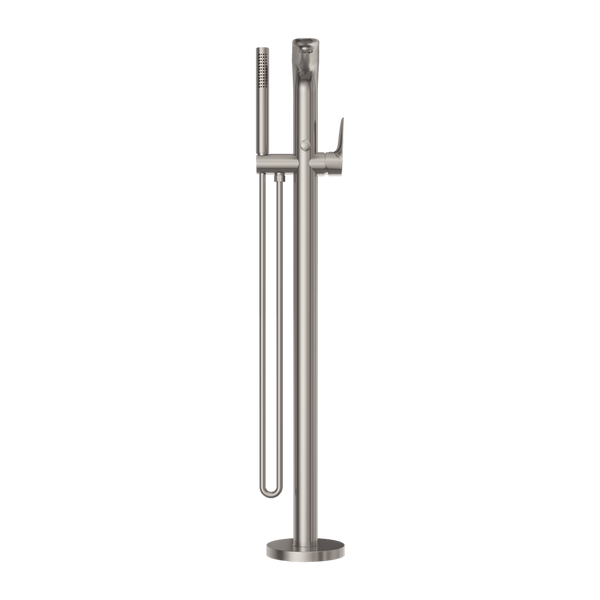 Nero Mixer Taps BIANCA FREESTANDING BATH MIXER WITH HAND SHOWER BRUSHED NICKEL (NR321503aBN)