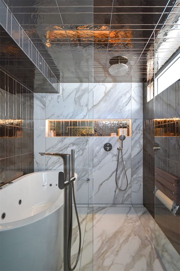 Nero Mixer Taps BIANCA FREESTANDING BATH MIXER WITH HAND SHOWER BRUSHED NICKEL (NR321503aBN)