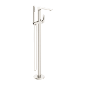 Nero Mixer Taps BIANCA FREESTANDING BATH MIXER WITH HAND SHOWER BRUSHED NICKEL (NR321503aBN)