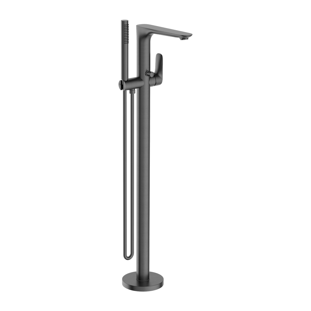 Nero Mixer Taps BIANCA FREESTANDING BATH MIXER WITH HAND SHOWER GUN METAL (NR321503aGM)
