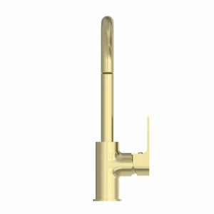 Nero Mixer Taps BIANCA KITCHEN MIXER GOOSENECK SPOUT BRUSHED GOLD (NR321506BG)