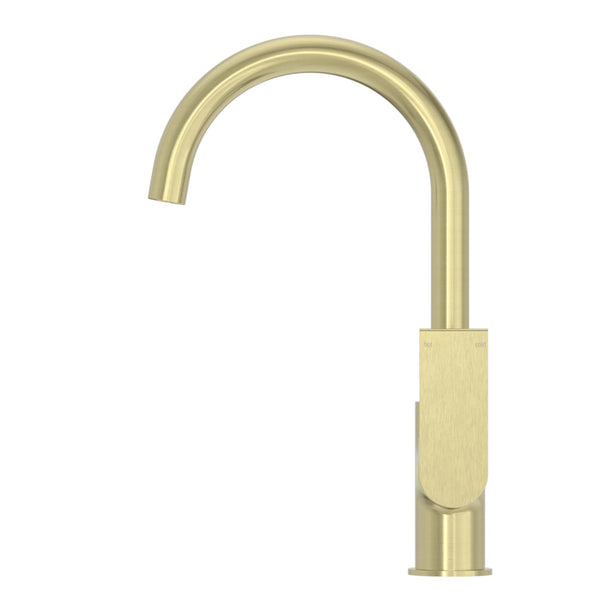 Nero Mixer Taps BIANCA KITCHEN MIXER GOOSENECK SPOUT BRUSHED GOLD (NR321506BG)