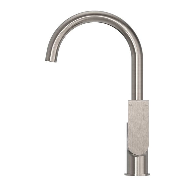 Nero Mixer Taps BIANCA KITCHEN MIXER GOOSENECK SPOUT BRUSHED NICKEL (NR321506BN)