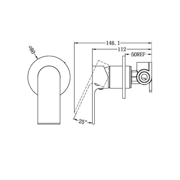 Nero Mixer Taps BIANCA SHOWER MIXER 80MM PLATE BRUSHED NICKEL (NR321511DBN)