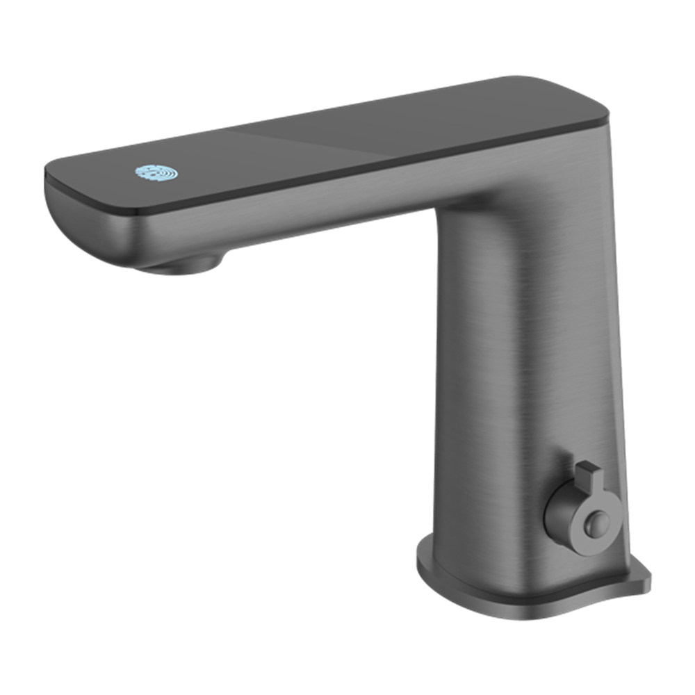 Nero Mixer Taps CLAUDIA SENSOR MIXER WITH BLACK TOP DISPLAY GUN METAL (NR222101GM)