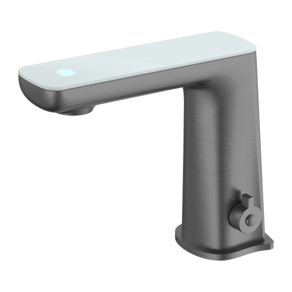 Nero Mixer Taps CLAUDIA SENSOR MIXER WITH WHITE TOP DISPLAY GUN METAL (NR222102GM)