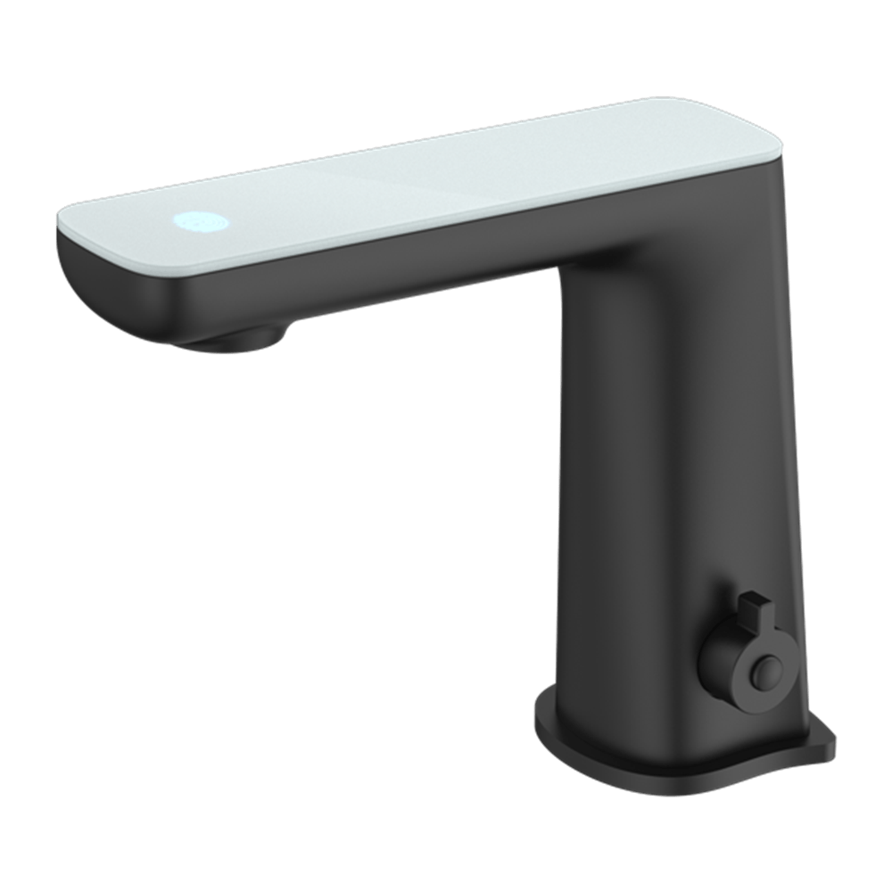 Nero Mixer Taps CLAUDIA SENSOR MIXER WITH WHITE TOP DISPLAY MATTE BLACK (NR222102MB)