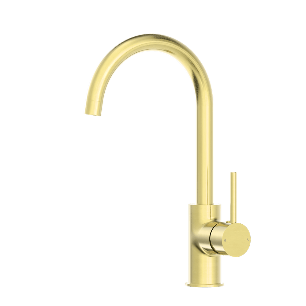 Nero Mixer Taps DOLCE KITCHEN MIXER GOOSENECK BRUSHED GOLD (NR250807BG)