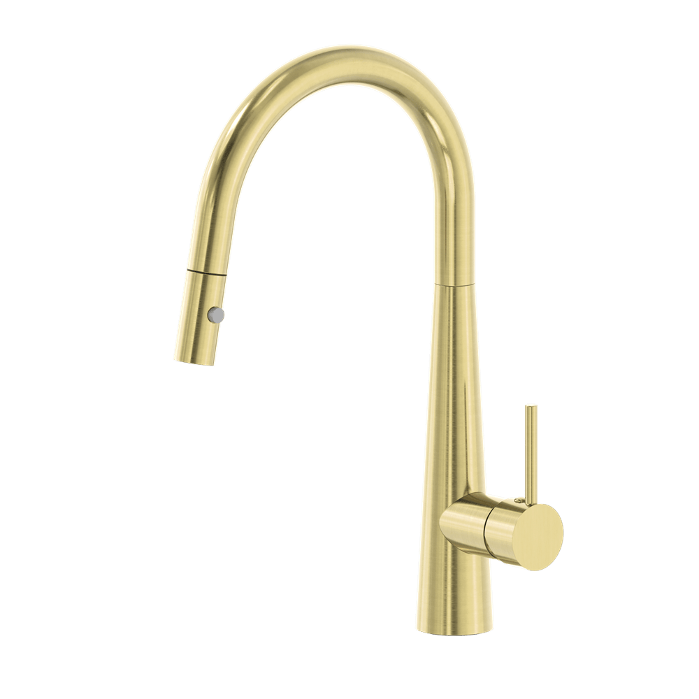 Nero Mixer Taps DOLCE PULL OUT SINK MIXER WITH VEGIE SPRAY FUNCTION BRUSHED GOLD (NR581009cBG)
