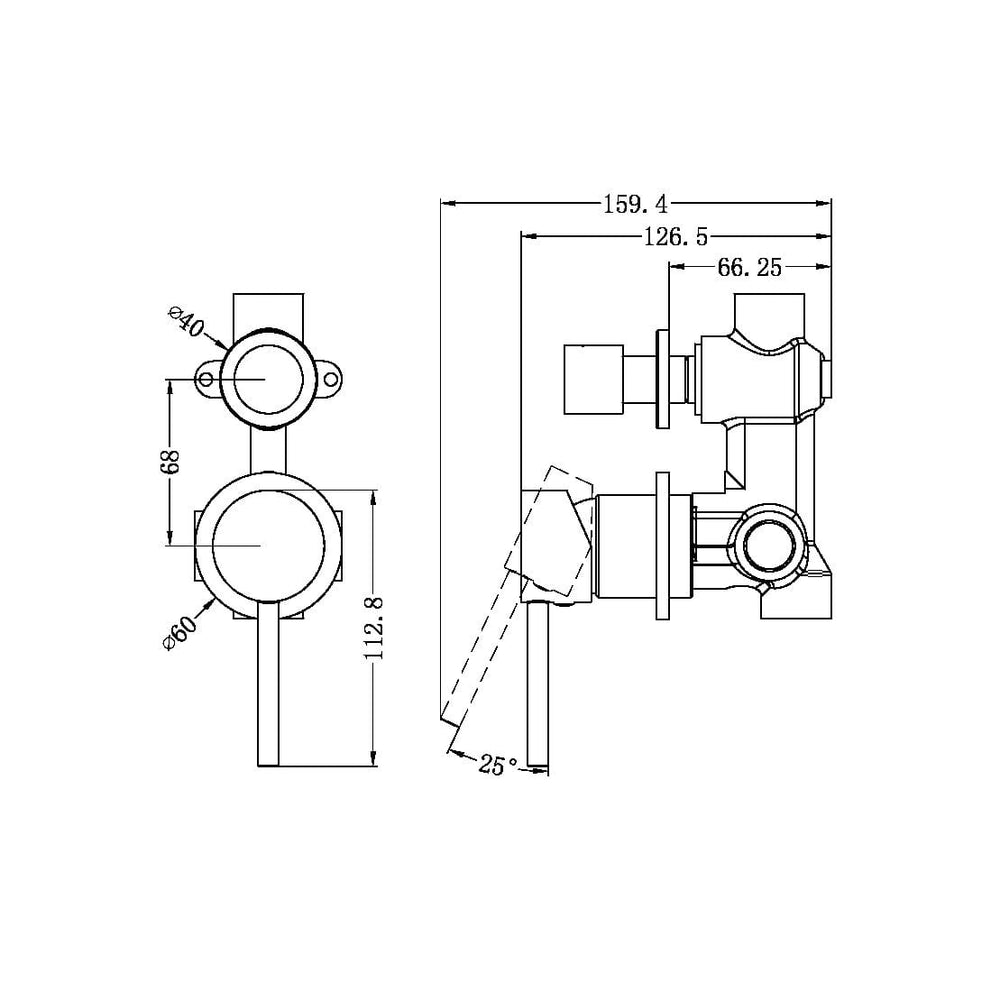 DOLCE SHOWER MIXER WITH DIVERTOR SEPARATE BACK PLATE BRUSHED GOLD (NR250811EBG)