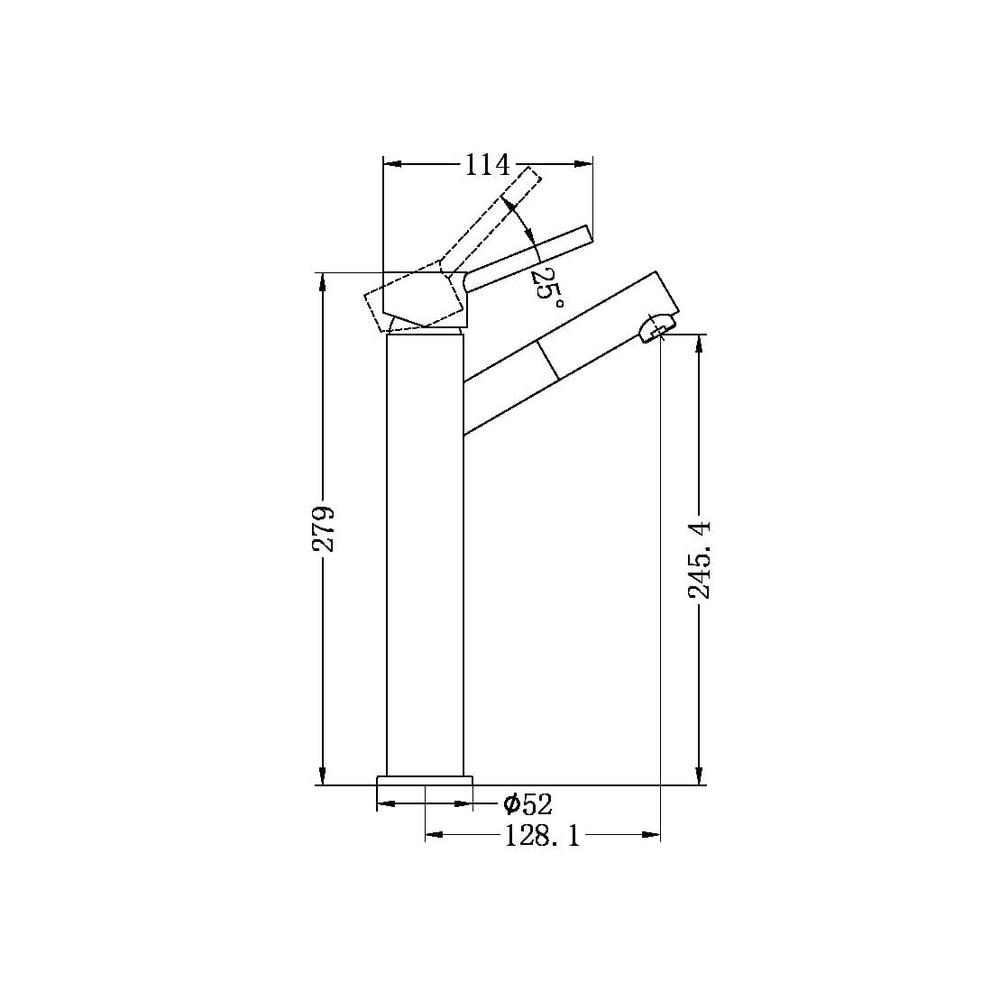 DOLCE TALL BASIN MIXER ANGLE SPOUT CHROME (NR250801aCH)