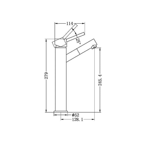 Nero Mixer Taps DOLCE TALL BASIN MIXER ANGLE SPOUT CHROME (NR250801aCH)
