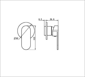 Nero Mixer Taps ECCO SHOWER MIXER 80MM ROUND PLATE CHROME (NR301311DCH)