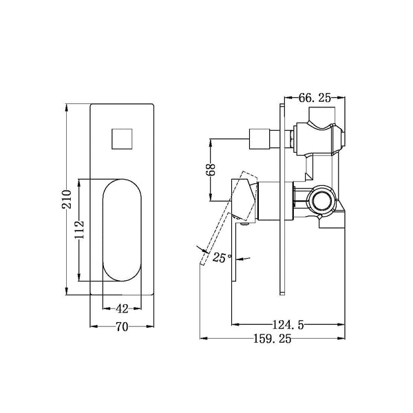 Nero Mixer Taps ECCO SHOWER MIXER WITH DIVERTOR Gun Metal (NR301311AGM)