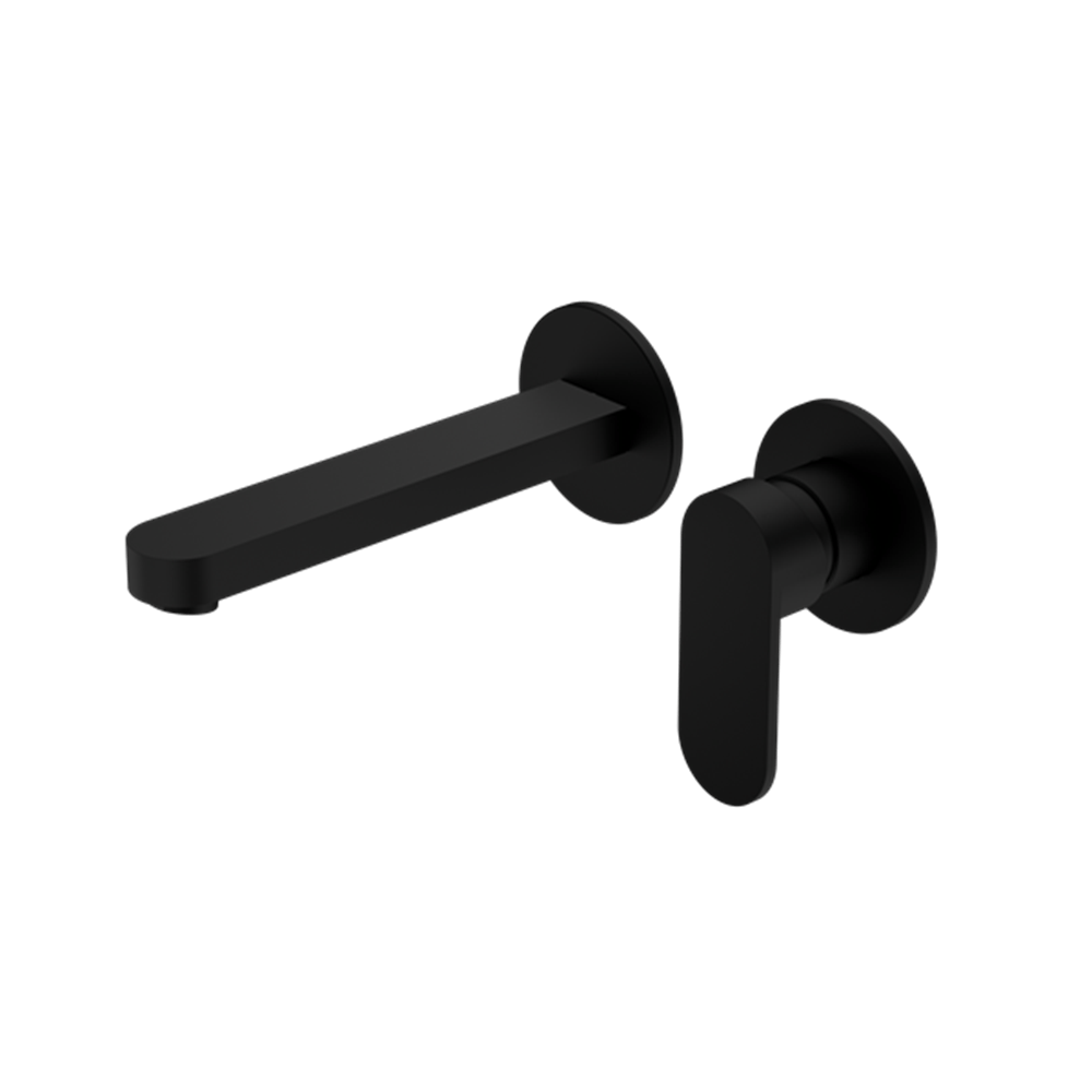 Nero Mixer Taps ECCO WALL BASIN/BATH MIXER SEPARATE BACK PLATE MATTE BLACK (NR301310bMB)