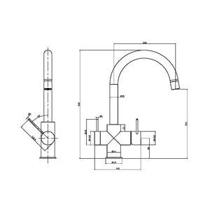 Nero Mixer Taps Mecca 3 Way Filtered Mixer Tap Brushed Nickel (NR221907eBN)
