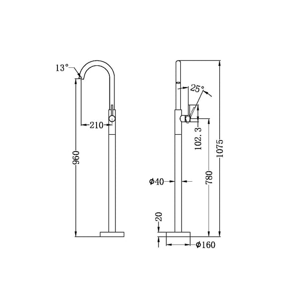 Nero Mixer Taps MECCA FREESTANDING BATH MIXER GRAPHITE (NR210903a01GR)