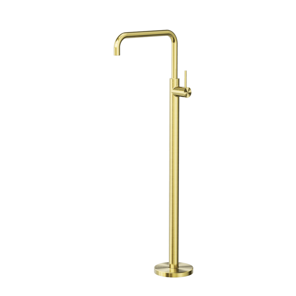 Nero Mixer Taps MECCA FREESTANDING BATH MIXER SQUARE SHAPE BRUSHED GOLD (NR221903bBG)