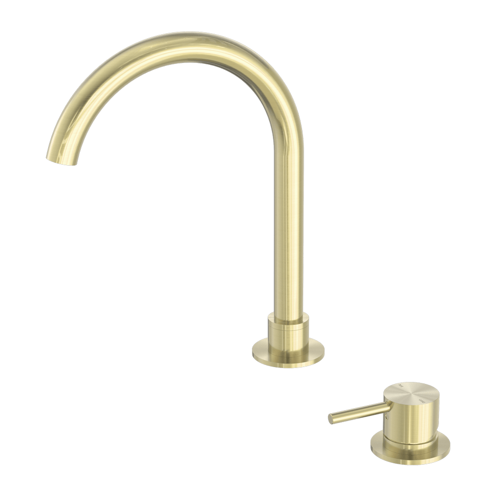 Nero Mixer Taps MECCA HOB BASIN MIXER ROUND SWIVEL SPOUT BRUSHED GOLD (NR221901bBG)