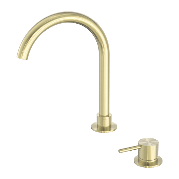 Nero Mixer Taps MECCA HOB BASIN MIXER ROUND SWIVEL SPOUT BRUSHED GOLD (NR221901bBG)