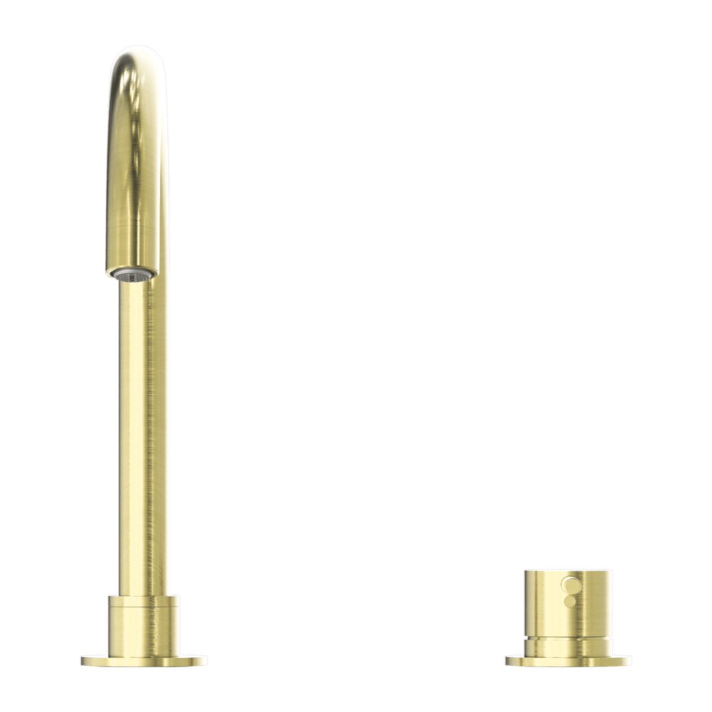 MECCA HOB BASIN MIXER ROUND SWIVEL SPOUT BRUSHED GOLD (NR221901bBG)