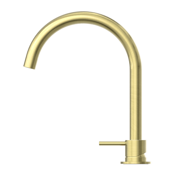 Nero Mixer Taps MECCA HOB BASIN MIXER ROUND SWIVEL SPOUT BRUSHED GOLD (NR221901bBG)