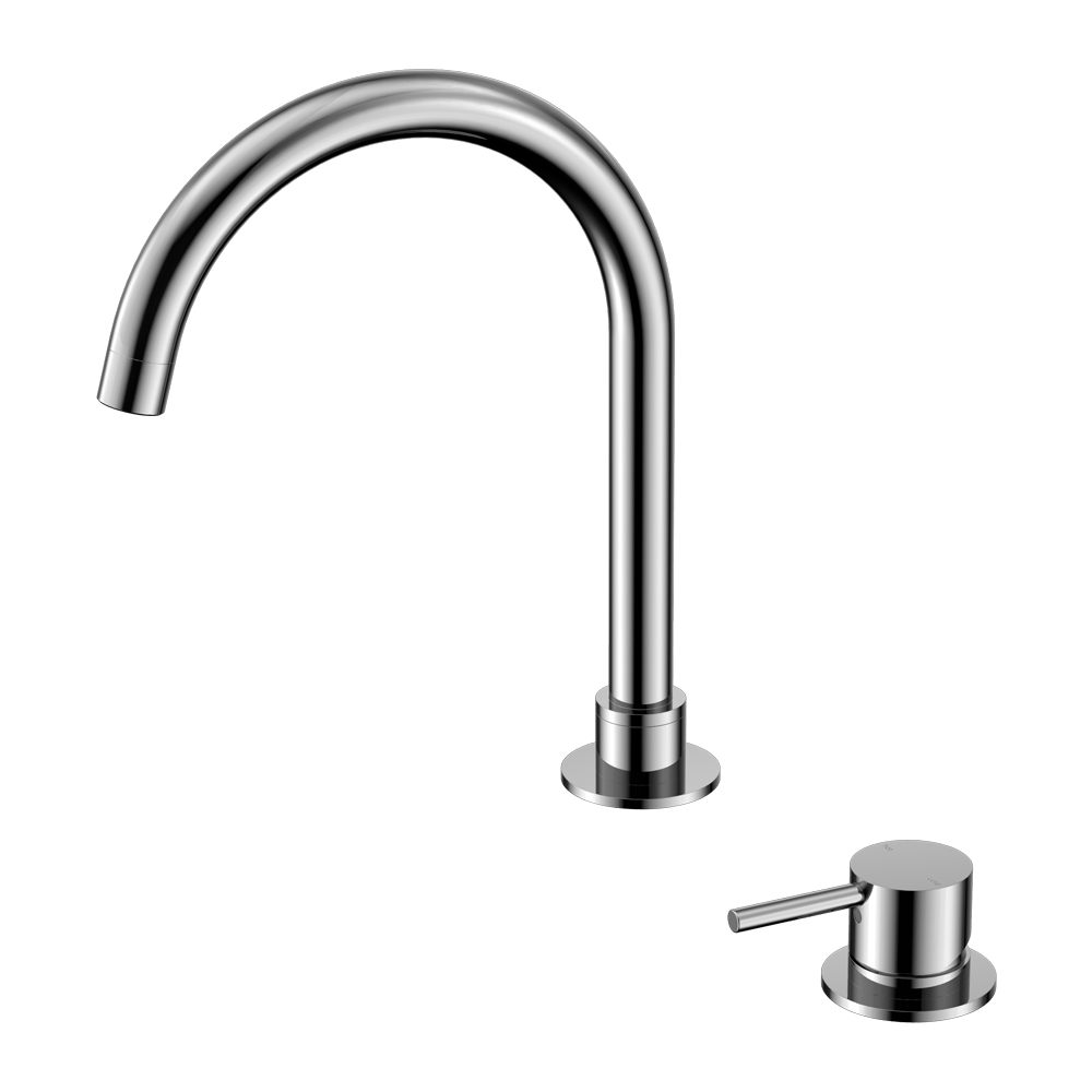 Nero Mixer Taps MECCA HOB BASIN MIXER ROUND SWIVEL SPOUT CHROME (NR221901bCH)