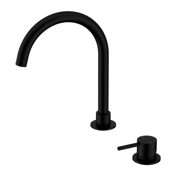 Nero Mixer Taps MECCA HOB BASIN MIXER ROUND SWIVEL SPOUT MATTE BLACK (NR221901bMB)