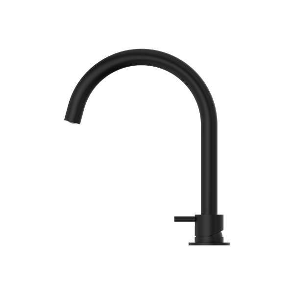 MECCA HOB BASIN MIXER ROUND SWIVEL SPOUT MATTE BLACK (NR221901bMB)