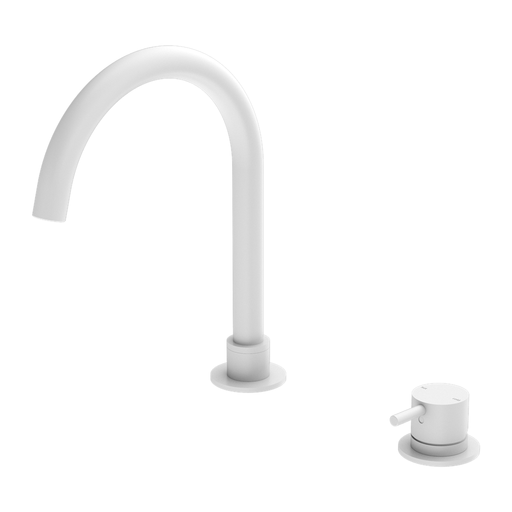 Nero Mixer Taps MECCA HOB BASIN MIXER ROUND SWIVEL SPOUT MATTE WHITE (NR221901bMW)