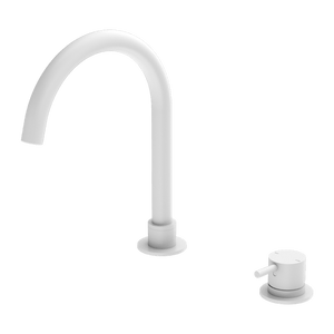 Nero Mixer Taps MECCA HOB BASIN MIXER ROUND SWIVEL SPOUT MATTE WHITE (NR221901bMW)