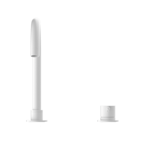 Nero Mixer Taps MECCA HOB BASIN MIXER ROUND SWIVEL SPOUT MATTE WHITE (NR221901bMW)