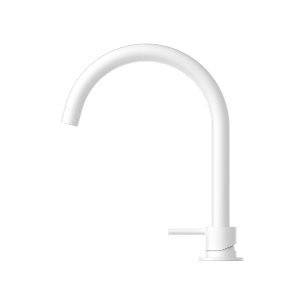 MECCA HOB BASIN MIXER ROUND SWIVEL SPOUT MATTE WHITE (NR221901bMW)