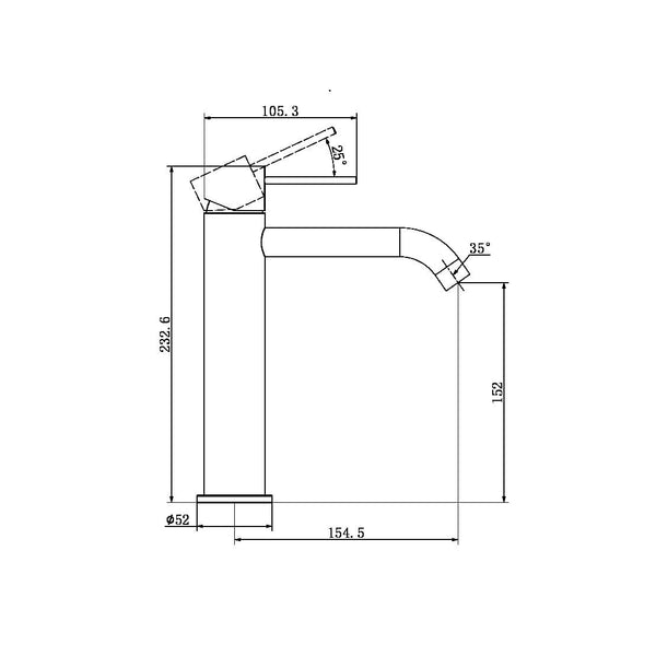Nero Mixer Taps MECCA MID TALL BASIN MIXER MATTE BLACK (NR221901eMB)