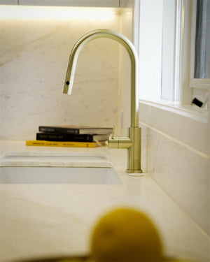Nero Mixer Taps MECCA PULL OUT SINK MIXER WITH VEGIE SPRAY FUNCTION BRUSHED GOLD (NR221908BG)