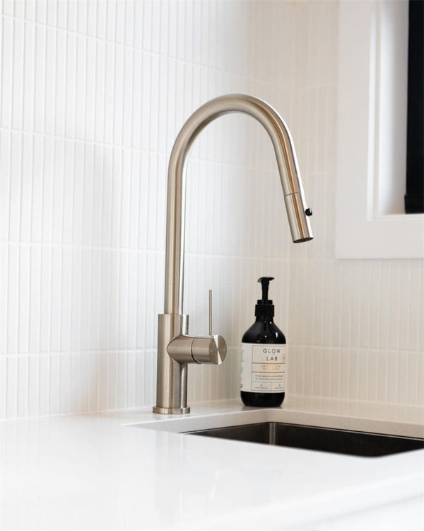 Nero Mixer Taps MECCA PULL OUT SINK MIXER WITH VEGIE SPRAY FUNCTION BRUSHED NICKEL (NR221908BN)