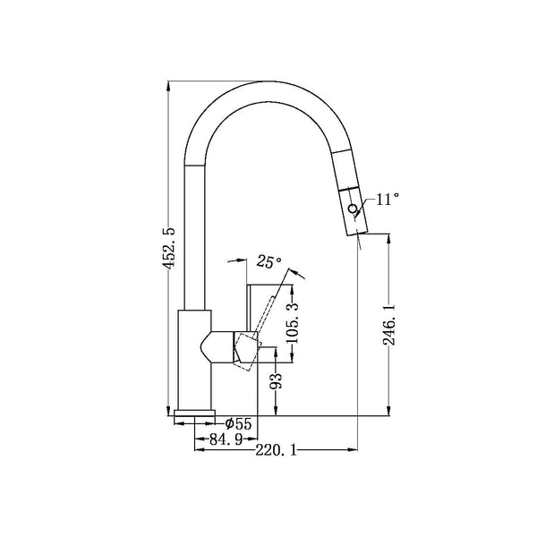 Nero Mixer Taps MECCA PULL OUT SINK MIXER WITH VEGIE SPRAY FUNCTION BRUSHED NICKEL (NR221908BN)