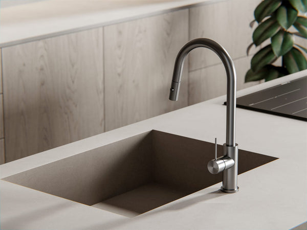 Nero Mixer Taps MECCA PULL OUT SINK MIXER WITH VEGIE SPRAY FUNCTION GUN METAL (NR221908GM)