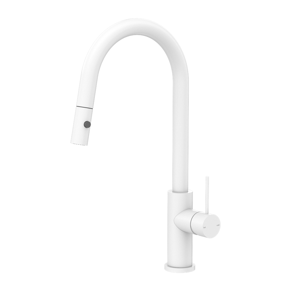 Nero Mixer Taps MECCA PULL OUT SINK MIXER WITH VEGIE SPRAY FUNCTION MATTE WHITE (NR221908MW)