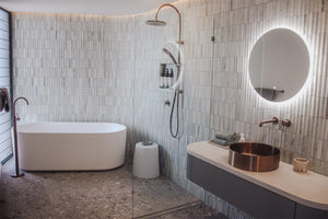 Nero Mixer Taps MECCA ROUND FREESTANDING MIXER WITH HAND SHOWER BRUSHED BRONZE (NR210903aBZ)