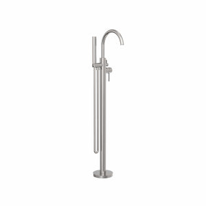 Nero Mixer Taps MECCA ROUND FREESTANDING MIXER WITH HAND SHOWER BRUSHED NICKEL (NR210903aBN)