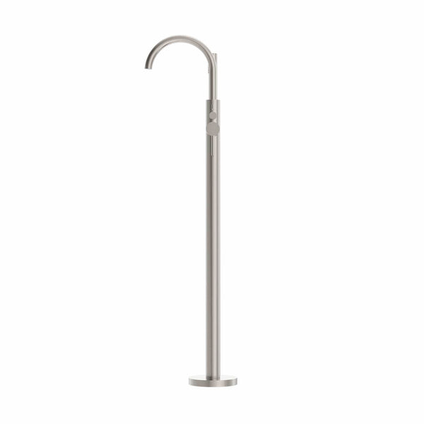 Nero Mixer Taps MECCA ROUND FREESTANDING MIXER WITH HAND SHOWER BRUSHED NICKEL (NR210903aBN)