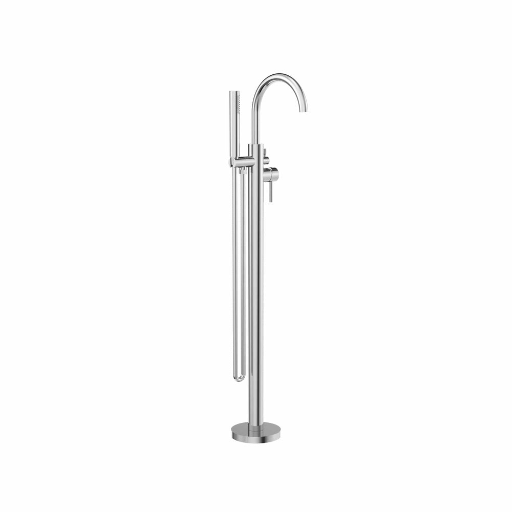 Nero Mixer Taps MECCA ROUND FREESTANDING MIXER WITH HAND SHOWER CHROME (NR210903aCH)