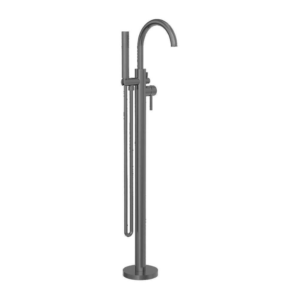 Nero Mixer Taps MECCA ROUND FREESTANDING MIXER WITH HAND SHOWER GUN METAL (NR210903aGM)