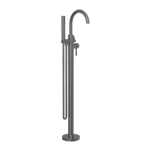 Nero Mixer Taps MECCA ROUND FREESTANDING MIXER WITH HAND SHOWER GUN METAL (NR210903aGM)