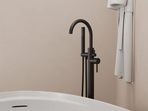 Nero Mixer Taps MECCA ROUND FREESTANDING MIXER WITH HAND SHOWER MATTE BLACK (NR210903aMB)