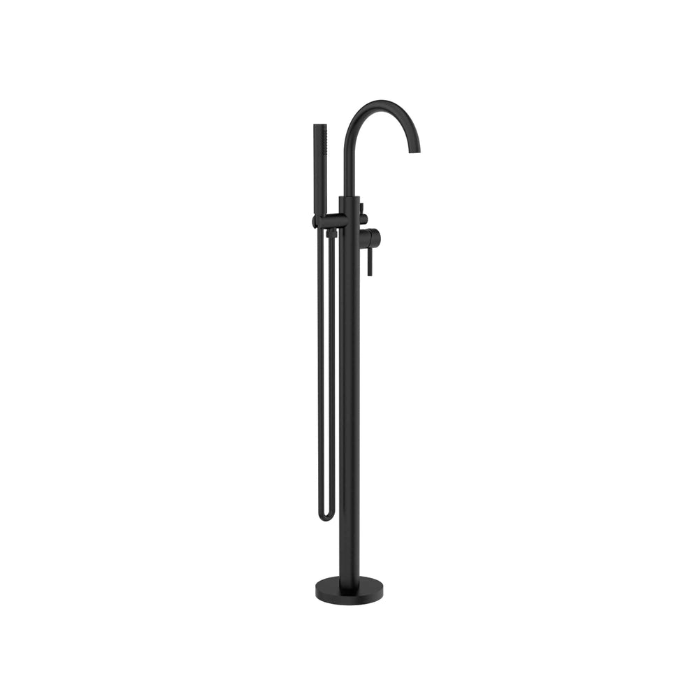 Nero Mixer Taps MECCA ROUND FREESTANDING MIXER WITH HAND SHOWER MATTE BLACK (NR210903aMB)