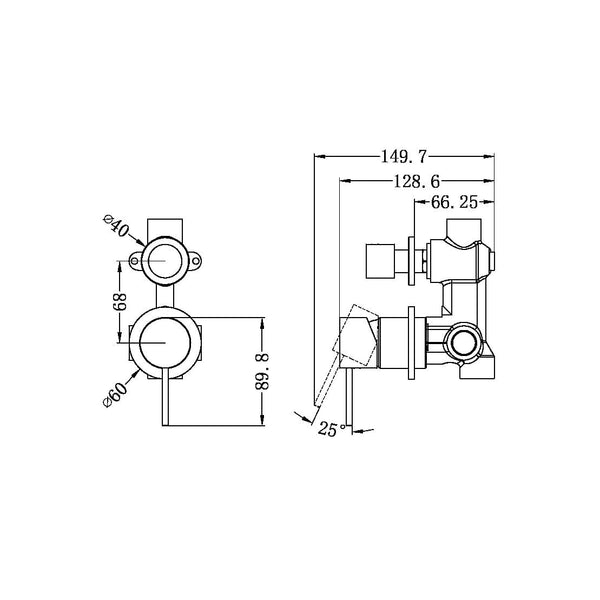 Nero Mixer Taps MECCA SHOWER MIXER WITH DIVERTOR SEPARATE BACK PLATE CHROME (NR221911SCH)