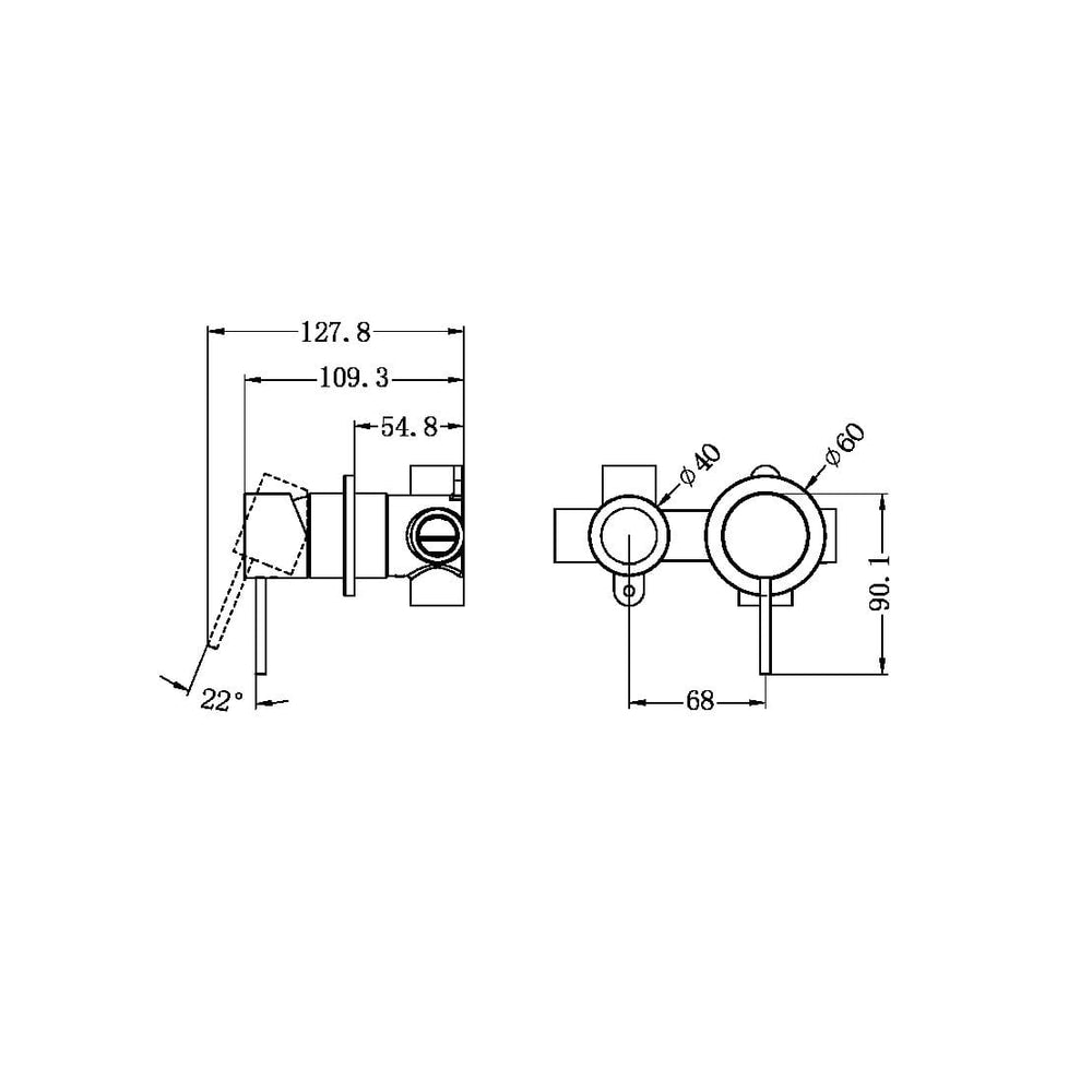 MECCA SHOWER MIXER WITH HORIZONTAL 2 WAY DIVERTOR BRUSHED NICKEL (NR221911UBN)